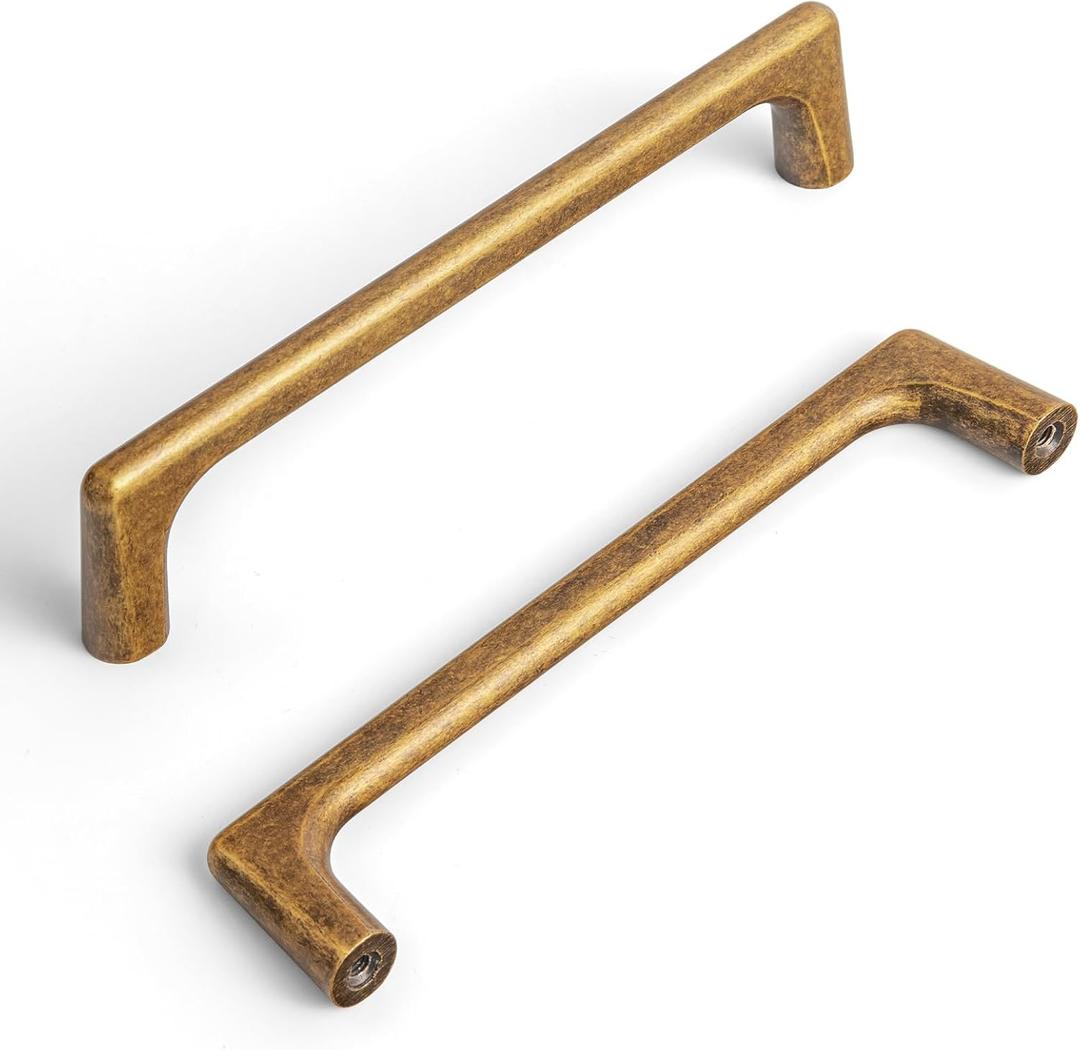 Goo-Ki Antique Brass Cabinet Pulls with 4''(102mm) Hole Centers, Retro Style Zinc Alloy Cabinet Handles for Dresser,Wardrobe,Cupboard- 6 Pack