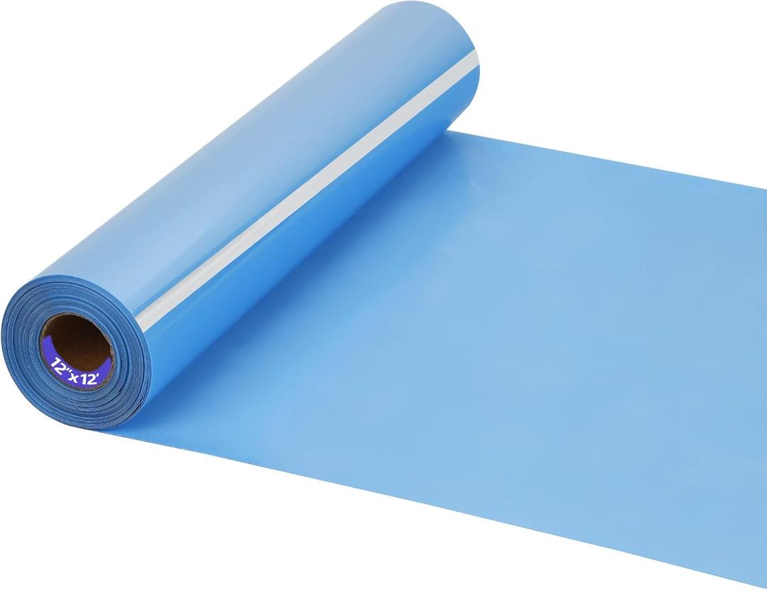 HTV Iron on Vinyl 12Inch by 25ft Roll HTV Heat Transfer Vinyl for T-Shirt HTV Vinyl Rolls for All Cutter Machine - Easy to Cut & Weed for Heat Vinyl Design (Sky Blue, 12ft)