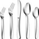 Herogo Heavy Duty Stainless Steel Silverware Set, 60-Piece Fancy Flatware Cutlery Set for 12, Modern Tableware for Home Restaurant Wedding, Heavy Eating Utensils, Mirror Polished, Dishwasher Safe