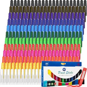 24 Sets 288 Pcs Tempera Paint Sticks for Kids Each 12 Colors Washable Quick Drying Paint Sticks Bulk for Children Art Supplies Drawing on Paper Wood Glass Rock Poster Canvas