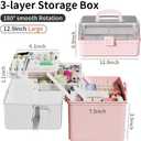 12.9in Three-Layer Multipurpose Storage Box with Handle Portable Tackle Box Folding Art & Craft Case Sewing Supplies Organizer for Makeup, Medicine, Nail, Hair Accessories (White)