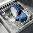 Dish Drying Rack in Sink, Small Dish Drainers for Inside Sink, Over The Sink Dish Racks, Stainless Steel Sink Drying Rack with Utensil Holder, White
