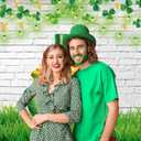 Happy St. Patrick's Day Backdrop White Brick Wall St Patrick's Photography Background St Patrick's Day Children Party Decorations(75FT)