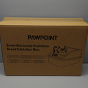 Cat Litter Box Stainless Steel Enclosure, Comfortable Space for Large Cats and Kittens, Easy to Clean Smooth Surface, Durable Metal Build with Cover, Litter Pad, Footboard and Shovel (Dark Gray)