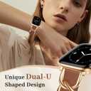 JR.DM Designer Leather Bands for Women,Dressy Fancy Cute Strap with Double U-Shaped Buckle Watch Bands for iwatch Compatible with Apple Watch Series 11/10/9/8/7/6/5/4/3/2/1 Ultra 1/2/3 SE 1/2/3