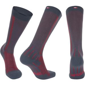 DANISH ENDURANCE Graduated Compression Socks 21-26mmHg, for Women & Men (Large, Grey/Red)