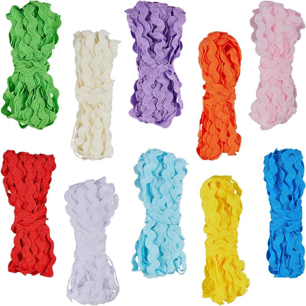GORGECRAFT 10 Colors 54.6Yds/50M RIC Rac Trim Ribbon Zig Zag Fabric Wave Sewing Bending Fringe Trim 3/16 inch~3/8 inch(5~8.5mm) Wide Braids Cords Embellishments for Flower Making Wedding Lace Craft (Wathet)