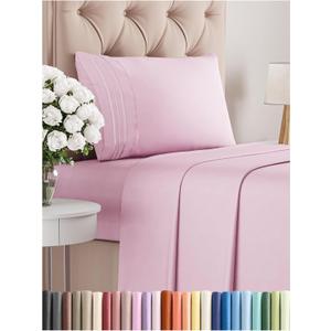 Twin Size 3 Piece Sheet Set - Comfy Breathable & Cooling Bed Sheets Set - Hotel Luxury Bedding for Women, Men, Kids, Teens, Boys & Girls - Deep Pockets, Soft and Wrinkle Free - Oeko-Tex - Light Pink