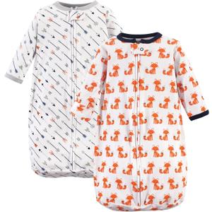 Hudson Baby BabyCotton Long-Sleeve Wearable Sleeping Bag, Sack, Blanket (0-3 Months, Foxes)
