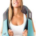InvoSpa Shiatsu Neck and Back Massager with Heat - Deep Kneading Pillow for Massage - Electric Full Body Massager (Blue)