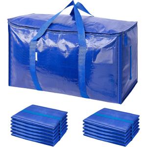TICONN 12 Pack Extra Large Moving Bags with Zippers & Carrying Handles, Heavy-Duty Storage Tote Moving Boxes for Space Saving (12 PK, 18 Gallon)