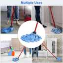Microfiber Mop Cloth Heads Replacements: One Mop Handle with Two Blue Microfiber Cloth Heads Compatible with All Standard US Threading Pole
