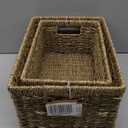 StorageWorks Wicker Storage Baskets, Large and Small Baskets, Handwoven Seagrass Basket for Organizing, Decorative Wicker Baskets with Built-in Handles, Set of 2 (11"D x 11"W x 7"H + 9"D x 9"W x 6"H)