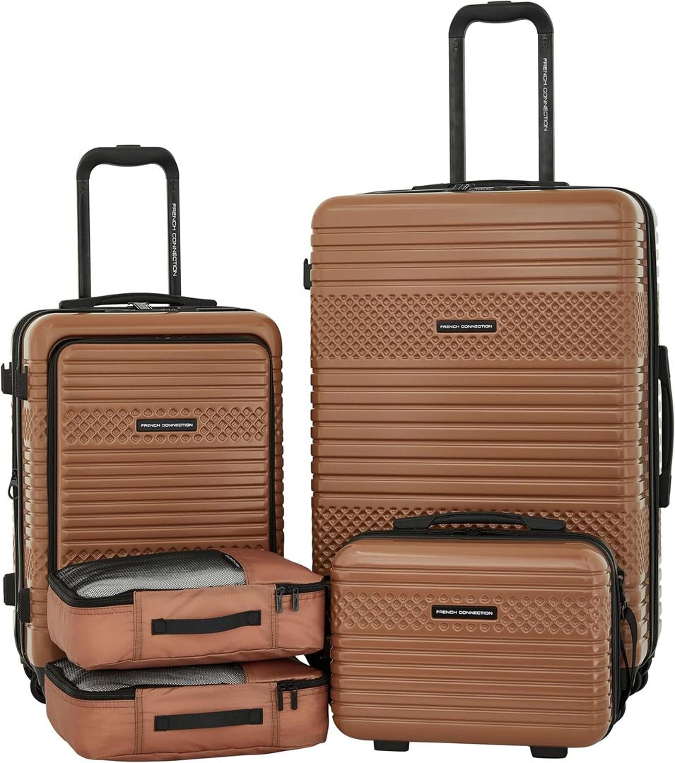 French Connection 5 Piece Mersai Luggage Travel Set, Warm Truffle, Medium