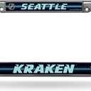Rico Industries NHL Hockey Seattle Kraken Classic 12" x 6" Silver Bling Chrome Car/Truck/SUV Auto Accessory