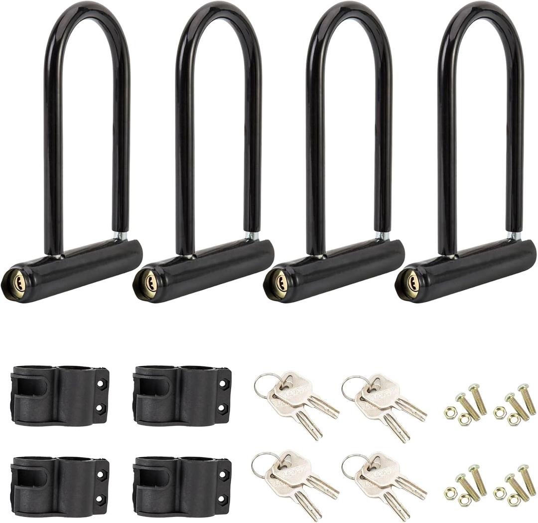 Bike U Lock, 4 Pack Bike Locks Anti Theft, Bicycle U-Locks with Keys and Mounting Bracket for Road, Mountain, and Electric Bikes.