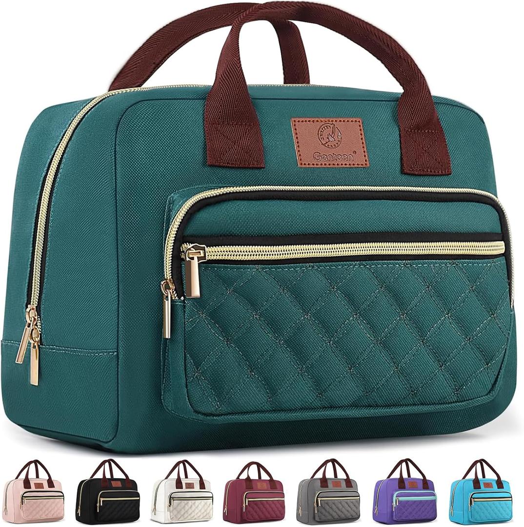 Genteen Lunch Box for Women, Insulated womens Lunch bag for work,Reusable Cute Lunch Bags,High Capacity Cooler BagTote for Work Girls Office Picnic School-Lake Green