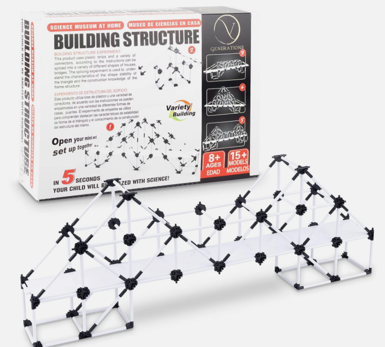 V Generations Bridges & Buildings STEM Kit  250Pcs Learning STEM Kit  Structural Engineering Toys for Kids Ages 812  Build 15 Models  Educational Construction Toys