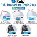 Reli. 6-10 Gallon Trash Bags Drawstring | 500 Count Bulk | 22"x23" | 6, 8, 10 Gallon Drawstring Garbage Bags | White Trash Can Liners | Small - Medium