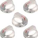 Upgraded DG94-04167 Stove Knobs Replacement for Samsung Gas Range Stove Knobs, Replace Samsung DG94-04167A DG94-04167D Knobs NX60A6111SS NX60A6311SS NX60A6511SS/AA NX60A6511SG/AA knobs Silver 5Pcs