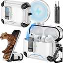 Inesore for AirPods Pro 3 Case (2025) with Phone Stand & Cleaning Kit, Compatible with Magsafe, Magnetic Automatic Lock Cover for AirPods Pro 3rd Generation, White