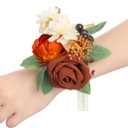 Ling's Moment 6pcs Wedding Wrist Corsage Artificial Flowers, Girl/Mother Homecoming Prom Corsages Wristlet Dcor, etc. Burnt Orange Terracotta