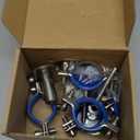 Kodilin 4PCS 304 Stainless Steel Wall Mount Ceiling Mount Pipe Supports,Suitable for OD Pipe 1-1/2"(42-45mm),Adjustable Height 50-100mm,Adjustable Pipe Strap Clamp with Screws