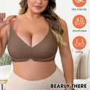 Plus Size V-Neck Wireless Bras for Women Seamless Everyday Bras U-Back Design W-Shaped Jelly Support Barlette 3XL Dark Brown (Brown, XXXL)