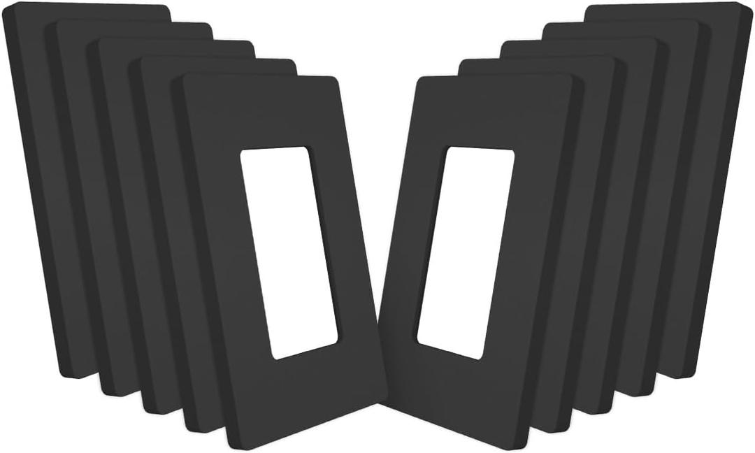 MORNING GROUP Matte Finish Single Decorator Switch Cover, 1-Gang Screwless Wall Plate, 4.53" H x 2.75" L, Polycarbonate Thermoplastic, UL Listed, Black, 10 Pack