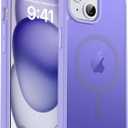 for iPhone 15 Case iPhone 14 Case Phone Cover Light Purple | Magnetic, Compatible with MagSafe, 10 FT Military Grade Drop Protection, Slim, Translucent, Matte, Shockproof, Anti-Scratch