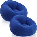 Realspring Inflatable Bean Bag Chairs Outdoor Blow up Camping Chairs Inflatable Lazy Sofa Folding Portable Bean Bag Loungers Couch for Movie Night(Dark Blue,2 Pcs)