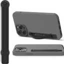 SleekStrip SleekGrip-Premium Ultra Thin Phone Grip Stand,Slim Metal Finger Loop Ring Hand Holder Strap Cell Phone Grips for iPhone 16 Pro Max,17,Android,Case Back - Gunmetal x Black Vegan Leather