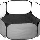 Pet Playpens for Small Animals Foldabel Breathable Transparent Pet Tent Anti Escape Portable Pet Cage Yard Fence for Puppy Dogs Hamster Kitten Cats Chinchillas Guinea Pig Rabbits (Black, no top cover)