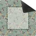 Vintage Green Chinoiserie Floral Bird Mahjong Mat for Table 31.5 x 31.5 in, Gifts for Mahjong Players, Oriental Chinese Plum Blossom Anti-Slip Table Cover Tablecloth for Poker Board Card Game