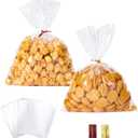 Aegero Cello Cellophane Treat Bags, 200 Pcs 6x10Inches Clear Cellophane Bags with 200 Twist Ties for Gift Wrapping,Packaging Candies,Dessert,Bakery,Party Favors