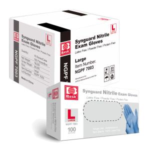 Basic Medical Blue Nitrile Exam Gloves - Latex-Free & Powder-Free - NGPF 7003 (Case of 1,000), Large (Blue, L)