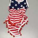 Qin.Orianna 4th of July Toddler Baby Girl American Flag Tassel Romper with Headband