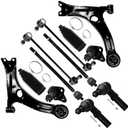12-PC SET Suspension Kit for 2009-2013 for Toyota Corolla Front Lower Control Arm Lower Ball Joint Inner Outer Tie Rod End w/Boot Sway Bar End Link