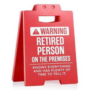 Afterprints Funny Retirement Gifts for Men Women – “Warning Retired Person” Desk Sign, Cool Retirement Party Decorations, Office Table Plaque, Retirement Gift Idea for Coworkers, Friends, or Family