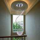 LED Modern Fandelier White Chandelier Crystal Spiral Sphere Rain Drop K9 Pendant Ceiling Light Fixture for Living Room Staircase Porch Hotel Hallway Foyer EntryWay 72" Height, 3 Balls chandelier