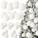 Gejoy 24 Pcs Burlap Christmas Boho Balls Ornaments 3.15 2.36 1.57 Inch Farmhouse Balls Rustic Ornaments for Home Xmas Tree Wreath Garland Holiday Party Decoration