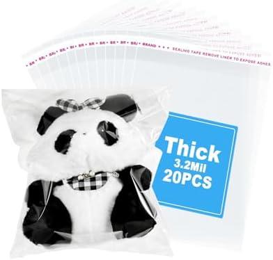 RONSBILL 20 PCS 18x24 Inches Thick 3.2Mil Self Sealing Clear Cellophane Plastic Bags Self Adhesive Large Resealable Cello Bags Packaging Clothing Gifts Artwork Poly Bag Pack of 2
