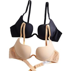 ZUKULIFE Women's Essentials Deep U Multi-Way Push Up Convertible Low Cut Plunge Bra (34D)