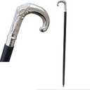 Handcrafted Victorian Wooden Black Walking Stick Ideal Gift Men Canes with Silver Brass Handle Sticks Best Wood for Mens Women Senior Fancy Fold