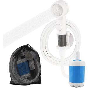 Outdoor Shower & Portable Rinse Kit, 10-Piece Portable Camping Shower with USB Rechargeable Pump, Hose and Multi-Spray Showerhead, Pumps Water from Bucket for Camping, Travel, Pet Bath, Plant Watering