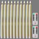 NONNO & ZGF 10 Pack Flameless Taper Candles, Ivory Wax Coverd, 11-Inch, LED Battery Flickering Bright Candle with 2 Remote Controls, Timer, for Wedding, Family Dinner, Party, Festive or Home Decor