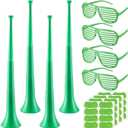12 Pcs/4 Set Cheerleading Items with Stadium Horn Shutter Shaded Glasses Cheering Noise Maker for Soccer Football Events(Green)
