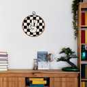KSDUT Retro Classroom Wall Decor Art - Black Checkered Preppy Wall Art Canvas Frame Hanging Prints, Peace Sign Trendy Wall Art Decor for Home Boys Room Dorm Decorations 10"x10"