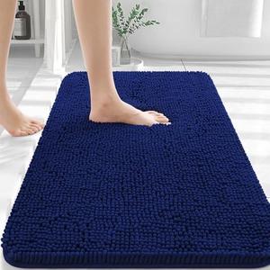 Bathroom Rugs 30x20, Extra Soft Absorbent Chenille Bath Rugs, Rubber Backing Quick Dry, Machine Washable Bath Mats for Bathroom Floor, Tub and Shower, Home Decor Accessories, Navy