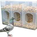 Automatic Pigeon Bird Feeder Water, Plastic Feeder Water Dispenser Drinkers for Cage, No Mess Hanging Parrot Food Feeding, Cage Accessories for Parakeet Quail Bird Chicken (3 Hole-Hook)